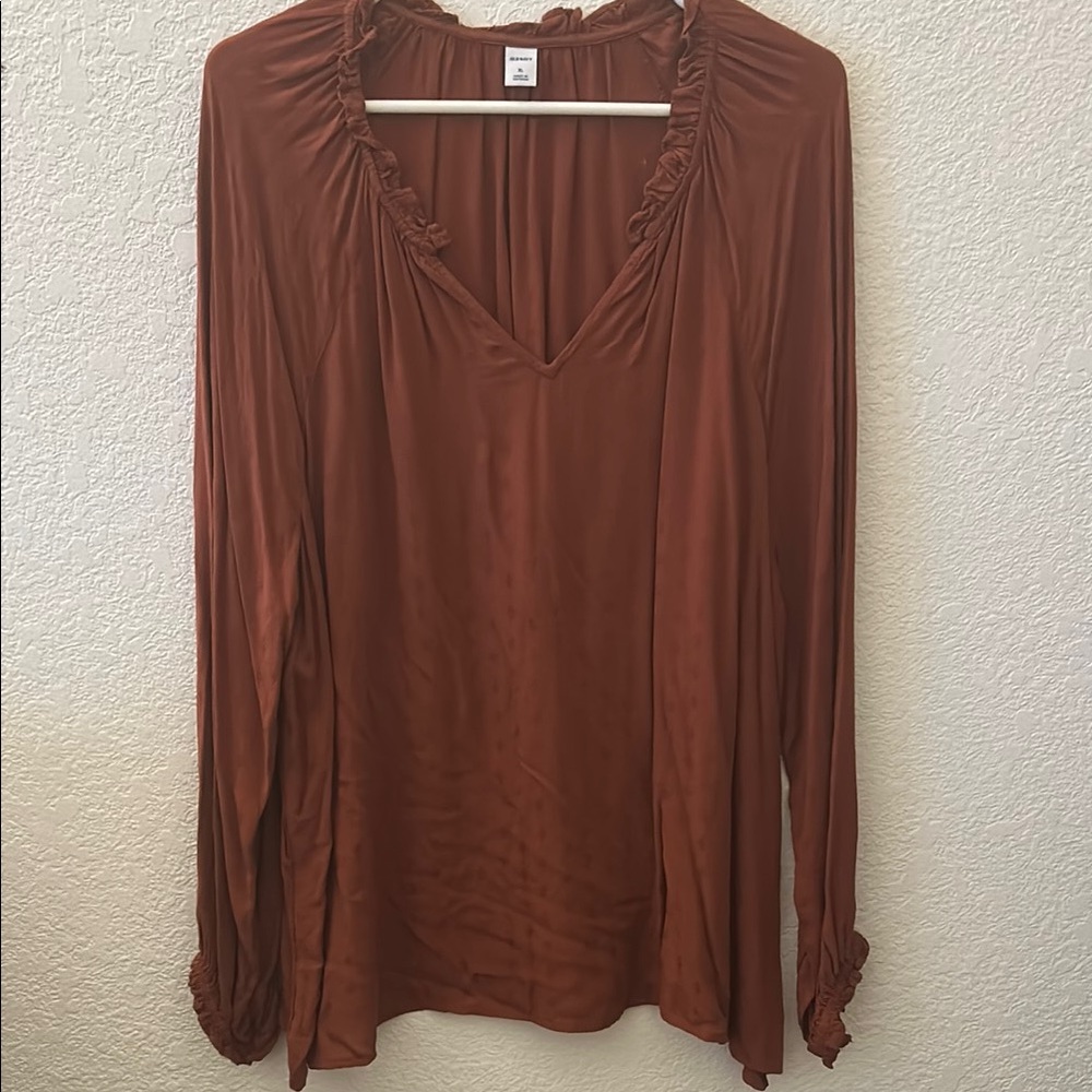 Women's Rust V-Neck Blouse